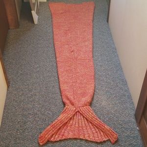 Mermaid Tail Crocheted Blanket - Orange & Yellow